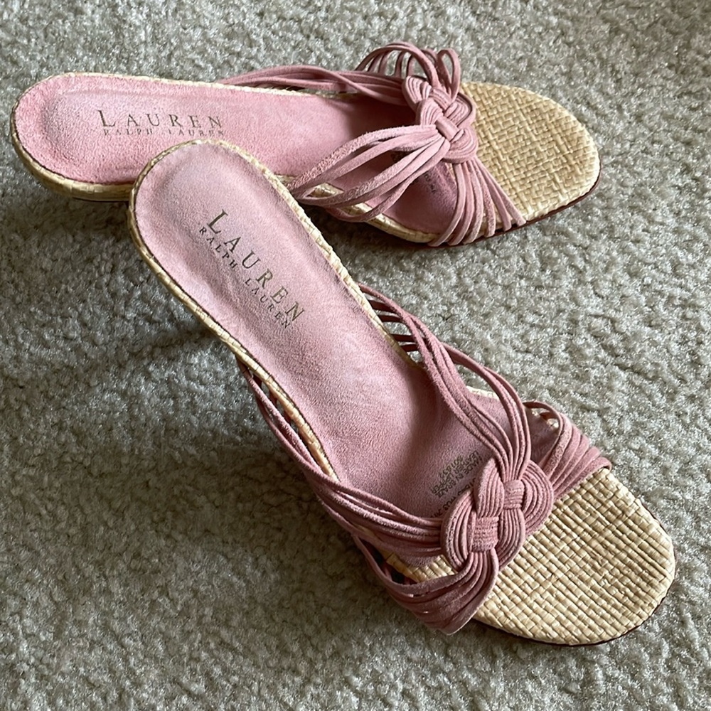 Vintage Ralph Lauren Pink Open Toe Heels, Size 7.5 NWOT